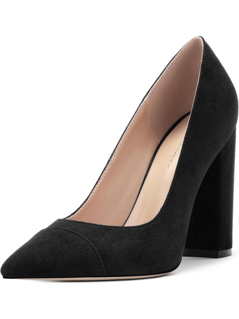 Women's Black Suede Pointed Toe High Heels Slip On Pumps Street Banquet Shoes